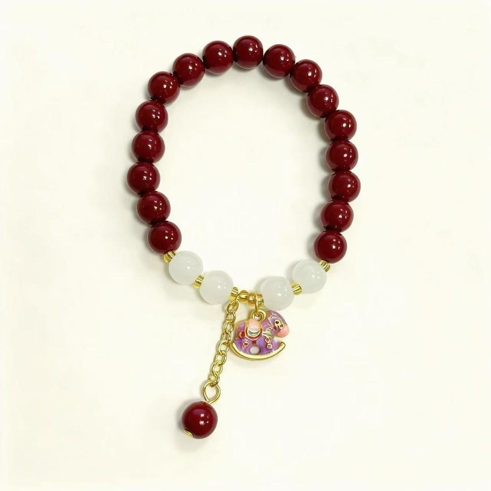 Temperament Natural Peanut Bracelet Horse Imitation Jade Lucky Bracelet Elastic Rope Hand Chain Jewelry Accessories