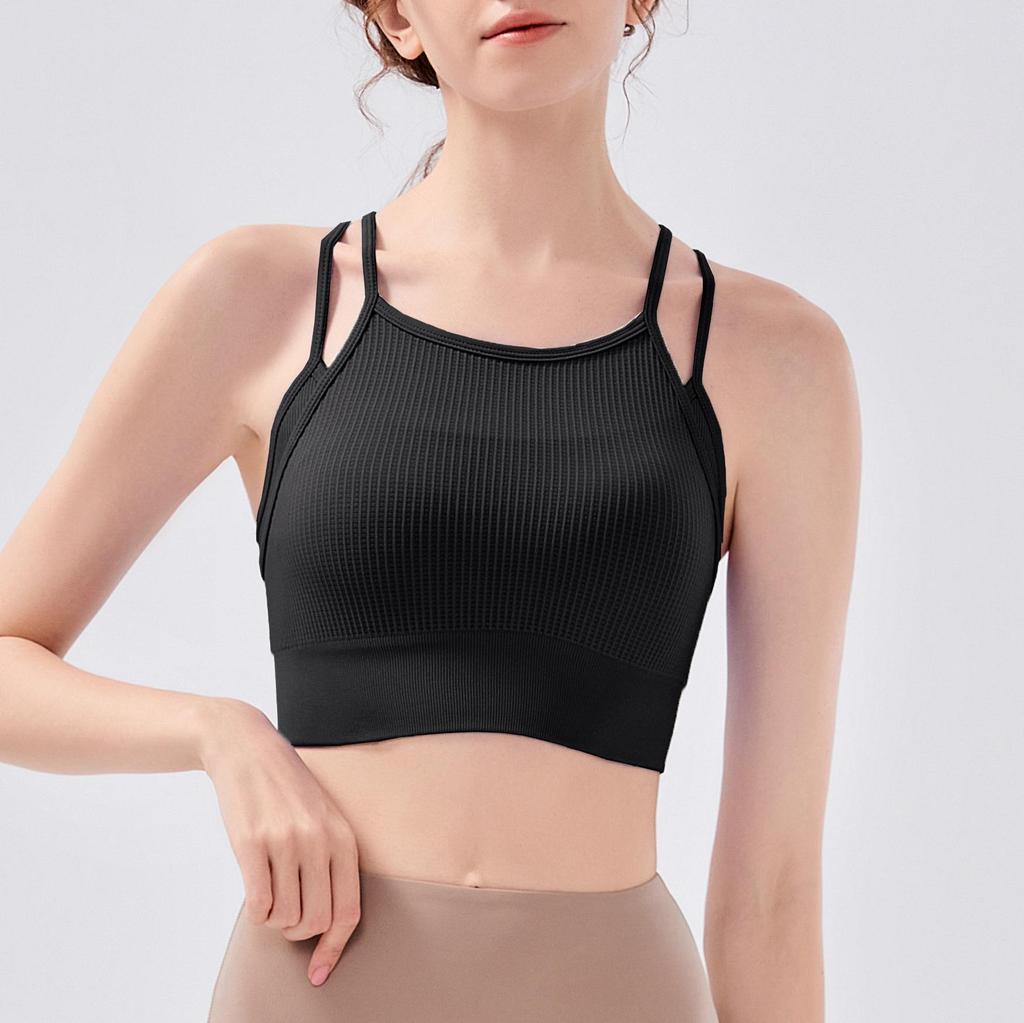 Brassière de sport à bretelles spaghetti transfrontalière: Gilet de course antichoc et respirant