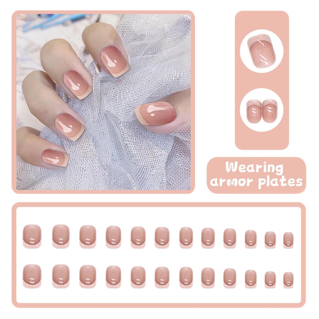 24pcs Nail Pieces Wearable Nails Ice Transparent False Nails 5ml