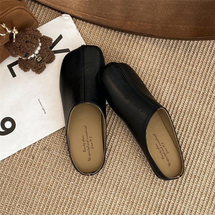 Brown Retro Pig's Trotter Bag Head Half Slippers Women's Shoes Wear 2025 Spring and Summer Commuting Lazy Half Tray Evening Single Shoes