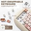 Teclado mecânico sem fio YUNZII C68 Cute Cat compatível sem fio Hot Swap Silicone ergonômico para jogos Teclado 3 modos RGB Backlight NKRO compatível