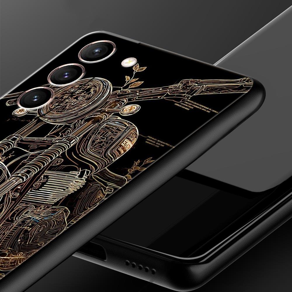Colors Vintage Motorcycle Painted Phone Case for Samsung Galaxy S26 S25 S24 S23 S22 S20 S21 FE Ultra S25 Edge Plus 5G Soft TPU