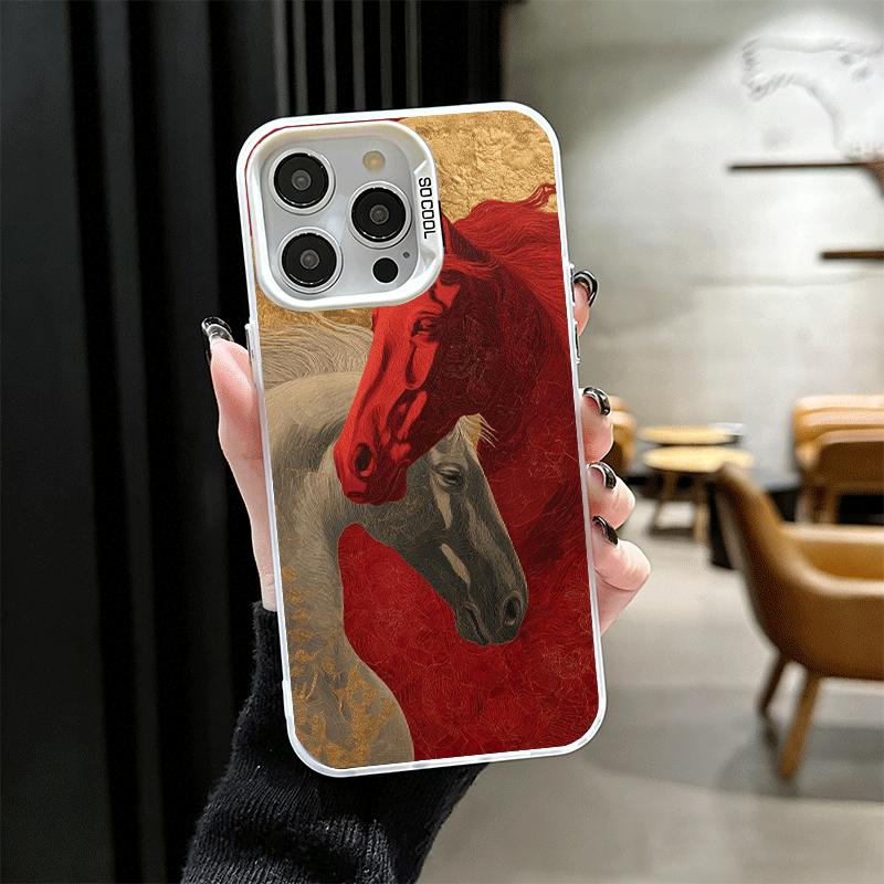 Horse Art Aesthetics Shockproof Phone Case for iPhone 17 Air 16 16E 15 Pro Max 14 Plus 13 Mini 12 Back Cover Anti Fall Fundas