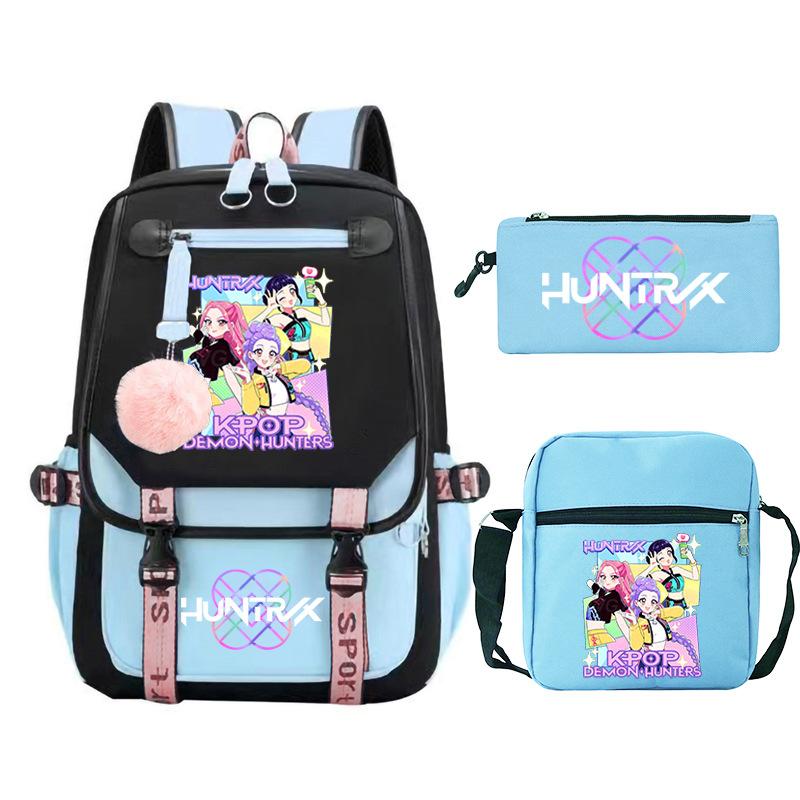 Animation Cartoon Peripheral Printing Trend Lightweight Shoulder Backpack, Primary And Secondary School Student Leisure Schoolbag Three-Piece Set