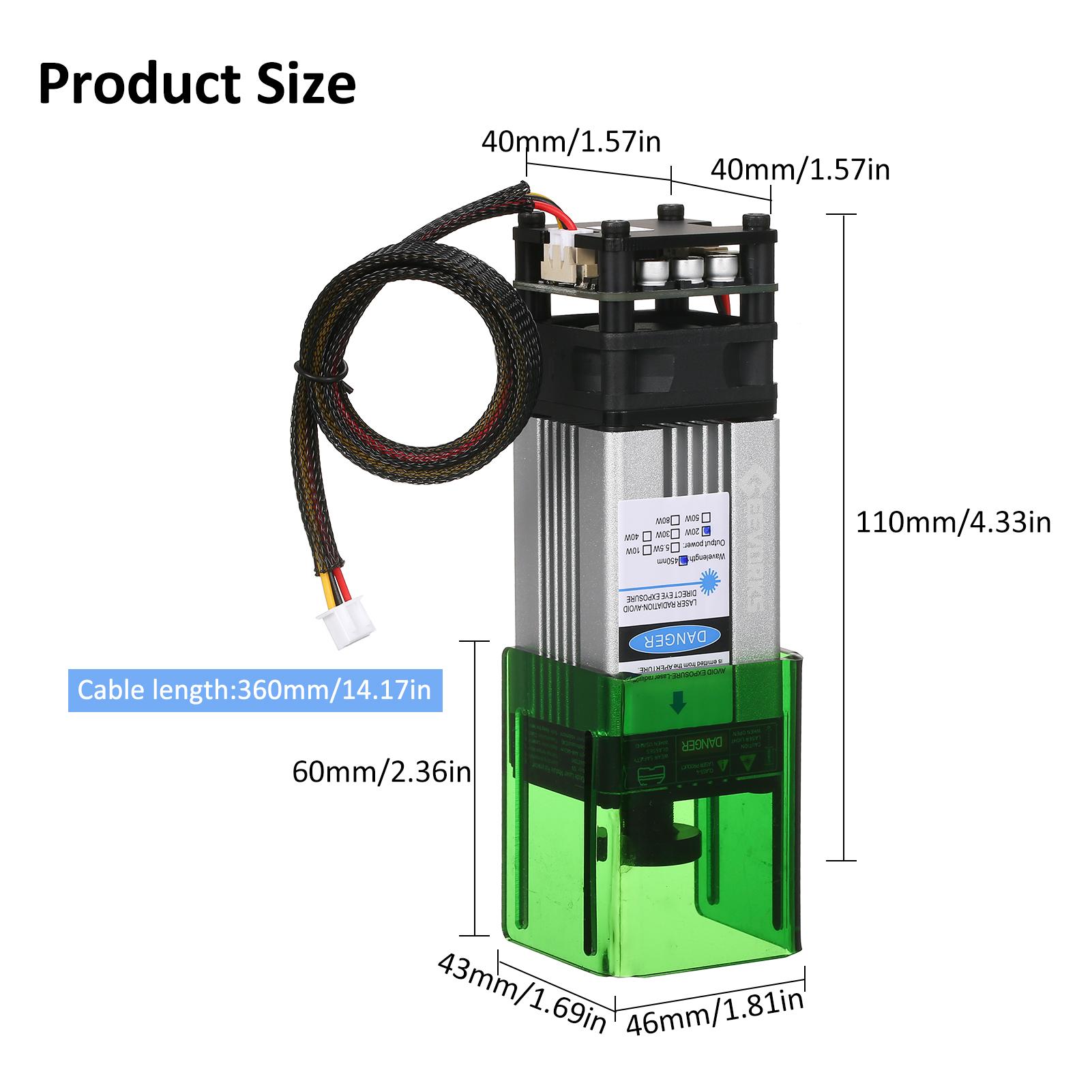 450nm 5,5W   Module met  ive Deksel     Lengte   Graveerhoofd Hoge Snelheid   Graveermes 3D Printer CNC Router Lase