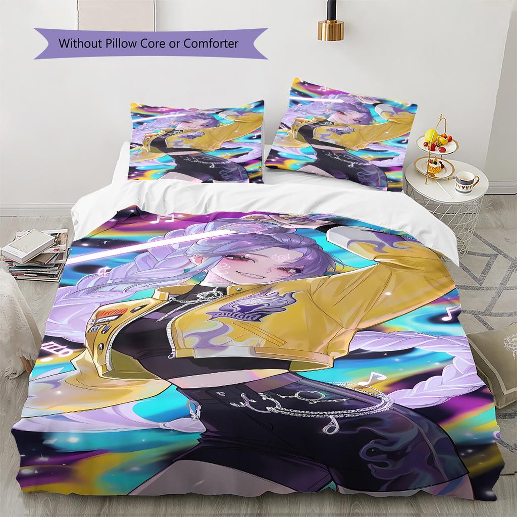 Kpop Dämonenjäger Muster Bettwäsche, Steppbett Set Steppbettbezug Kissenbezug Zuhause Geburtstagsgeschenk (1 Bettbezug + 2 Kissenbezüge, ohne Füllung)