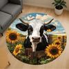 1PC Cow Sunflowers Office Round Area Rug, Under Office Chairs Bedroom Living Room Home Decor, Carpet for Office -1110122