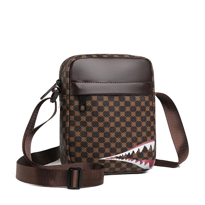 Borsa da uomo e da donna retrò casual a spalla singola con tracolla regolabile e stampa a quadri, adatta per l'uso quotidiano, borsa a tracolla
