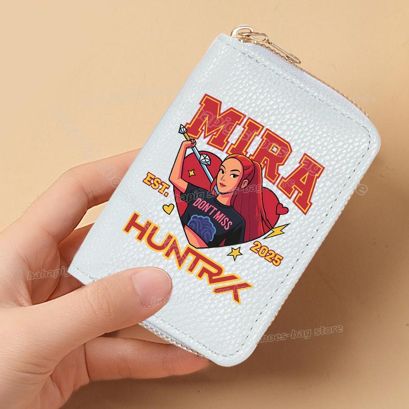 Perfect KPop Demon Hunters Women Short Wallets Pu Leather Credit Card Holder Multi-slot Small Zipper Wallets Female Clutch Coin Purse