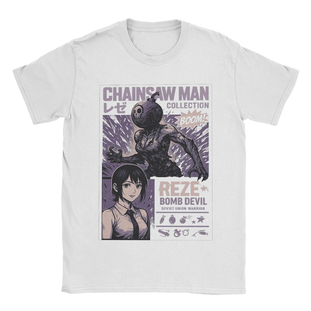 Anime Chainsaw Man Reze TShirt Men Manga Denji Power 100 Cotton TShirts Summer O Neck Tee Shirt Hot Sale Oversized Clothes