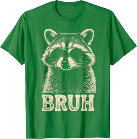 Cool Raccoon Sunglasses Bruh Funny Raccoon Lovers Boys Fashion Teens TShirt Novelty Gift Y2k Streetwear Cute Tee Cool Clothing