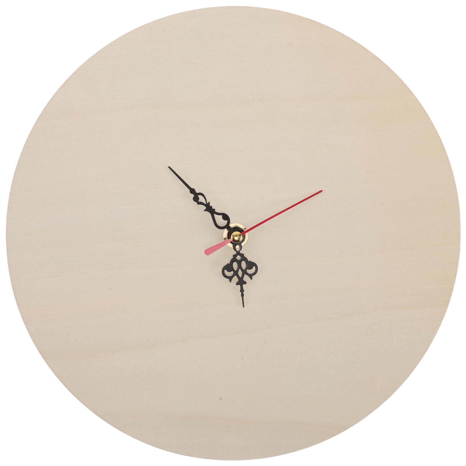 

Wooden Clock Face Blank Dial Replacement Clock Round Dial with Pointer Face Kit Plate Movement Making Supplies for Wall Decor 25x25x2.5cm