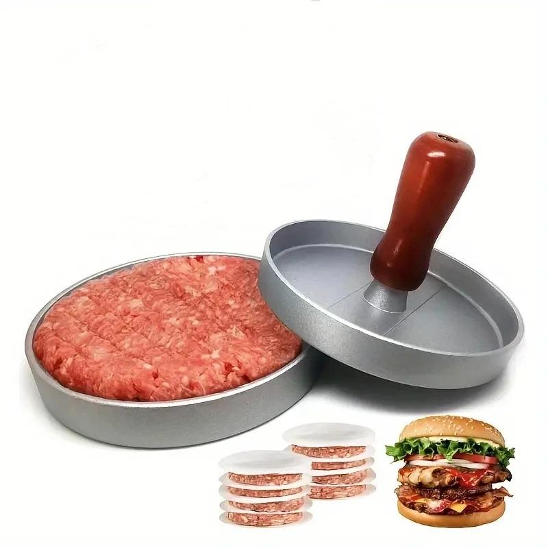 Burger Press Non-Stick Hamburger Patty Maker with Wax Paper Aluminum Burger Maker for Kitchen BBQ Grill