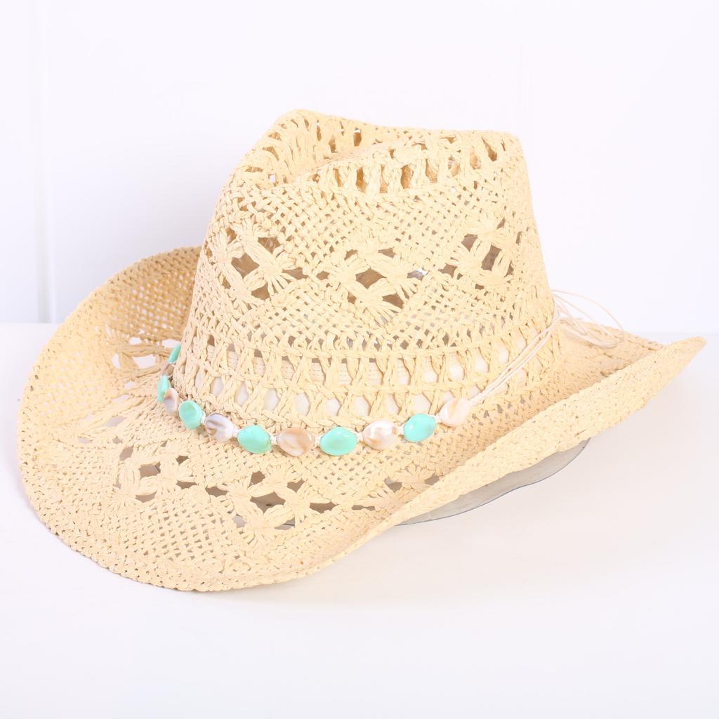 Popular sombrero de vaquero occidental hueco clásico europeo y americano, moda para hombre y mujer, sombrero de paja transpirable para vacaciones, protección solar