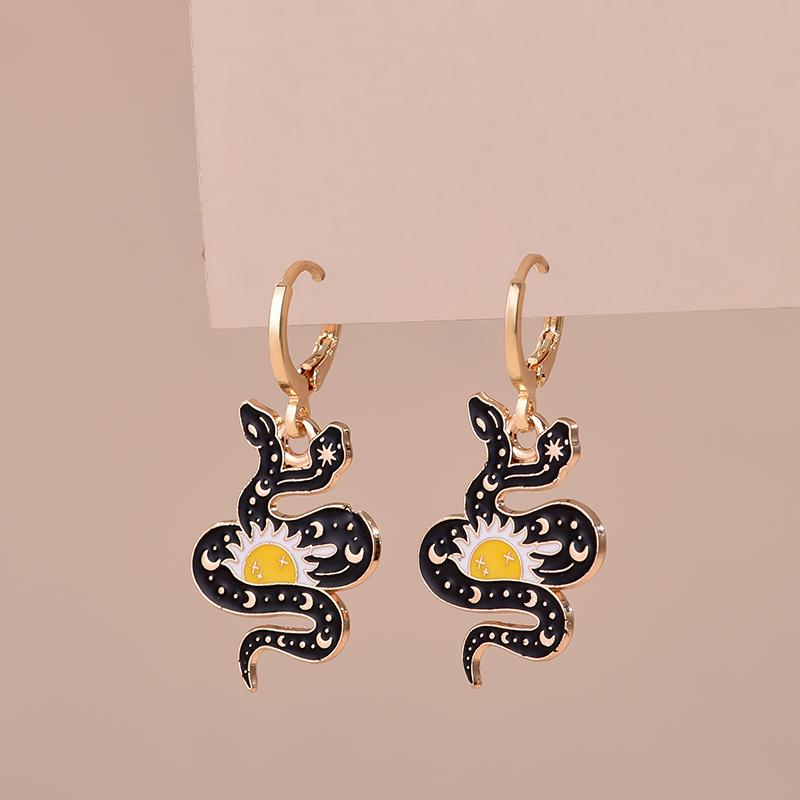 Colorful Aesthetic Animal Cat Rabbit Koi Dragon Earrings For Women Girls Enameled Delicate Gold Color Hoop Earrings Jewelry Gift