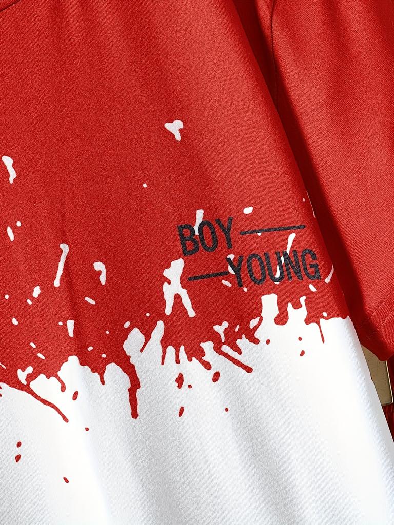 Boy's 2pcs, T-shirt & Shorts Set, Color Block Short Sleeve Top, Casual Outfits, Kids Clothes For Summer