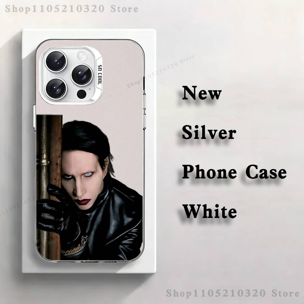 M-Marilyn M-Manson Phone Case For iPhone 17,16,15,14,13,12,11,Mini,Pro,E,MAX White Matte Silicone Whtie Cover