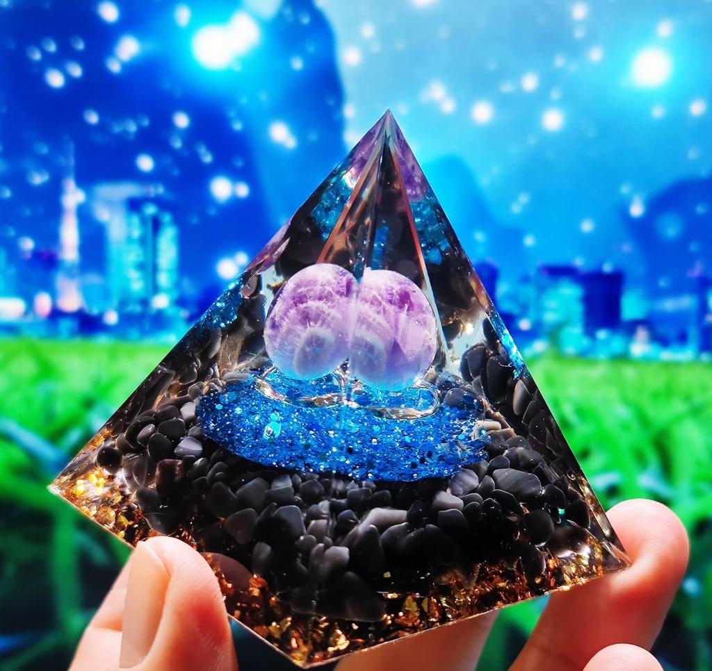 Orgonite Pyramid 60x60mm Natural Stone Pendant, 7 Chakras, Power Stone Ornament, Purification, Crystal Energy, Love Luck, Marriage Luck, Relationship