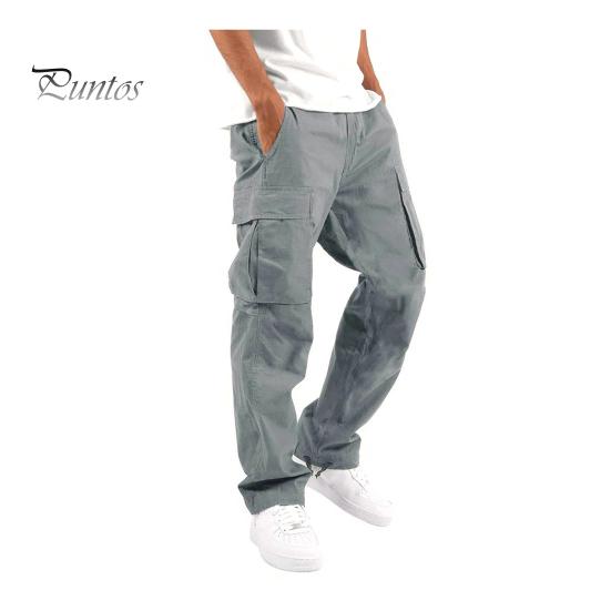 

Мужские брюки-карго с несколькими карманами, эластичным поясом на шнурке, регулируемыми штанинами, свободные однотонные длинные шаровары для занятий спортом и отдыха на открытом воздухе S серый