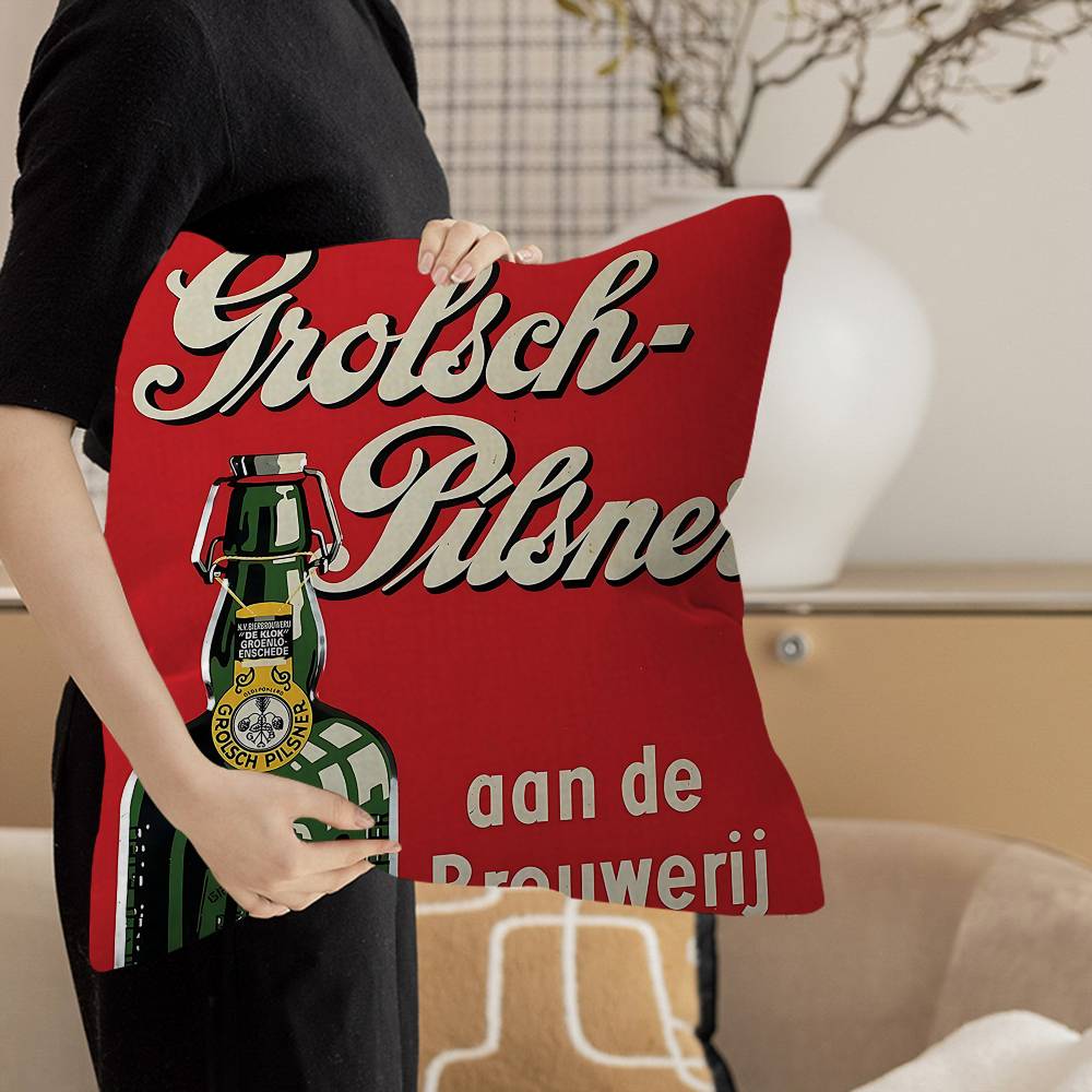 Grolsch Lager Beer Pillow Cover For Bedroom Room And Living Room Sofa Decorative Cushion Cover
