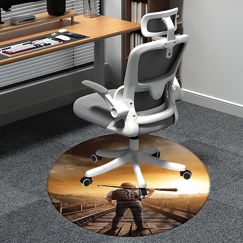 

PUBG PlayerUnknown s Battlegrounds Chair mat Round Rug-Office carpet, Machine Washable, Non-slip, Suitable for Living Rooms, Bedrooms 80cm