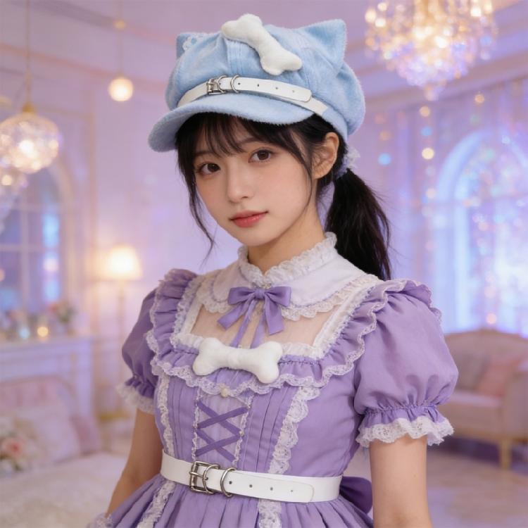 Fashion 2000s Cats Ear Beret Hat Soft Cotton Octagonal Hat for Women Girl Daily Outfit Anime Theme Headwear for Winter Wear