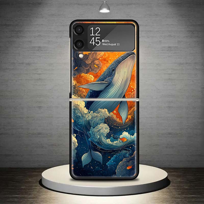 Humpback Whale Sea Giant Phone Case For Samsung Galaxy Z Flip 7 6 5 4 3 5G Shockproof Cover Z Flip7 Flip6 ZFlip5 Flip3 Flip4 Lux