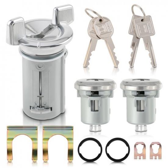 for GM Ignition Key Switch Cylinder & Door Lock Pair Set W/ Keys 701398 & 609730