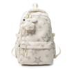 Schoolbag Large capacity schoolbag for men and women, junior high school students, campus solid color backpack, Japanese versatile college student 