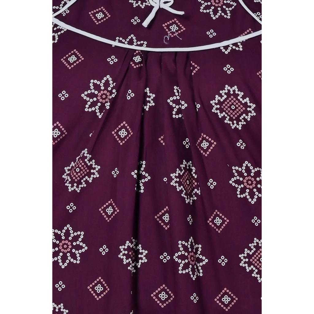 Purple Floral Printed Cotton Night Gown Indian Women Summer Night Wear Nighty