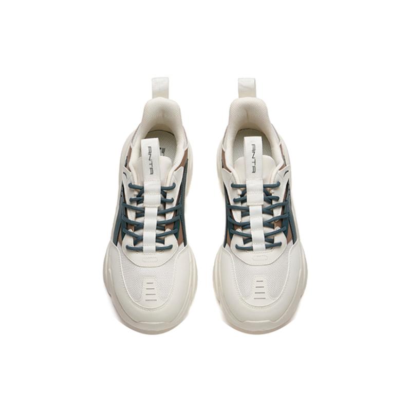 Anta Life Collection Cushioned Anti-Slip Wear-Resistant Breathable Lightweight Low-Top Casual Shoes Men's Green White Sneakers 912038820-6