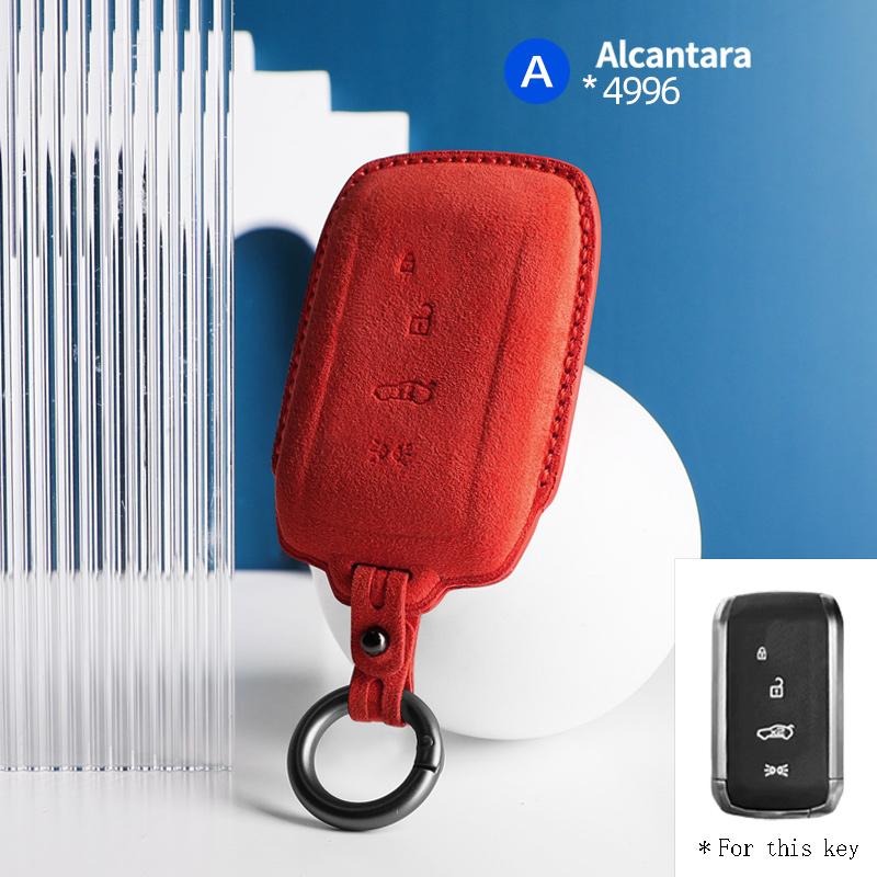 suede Car Key Case Cover 4 buttons Keychain F For Maserati 2023 Grecale Levante GT auto Accessories