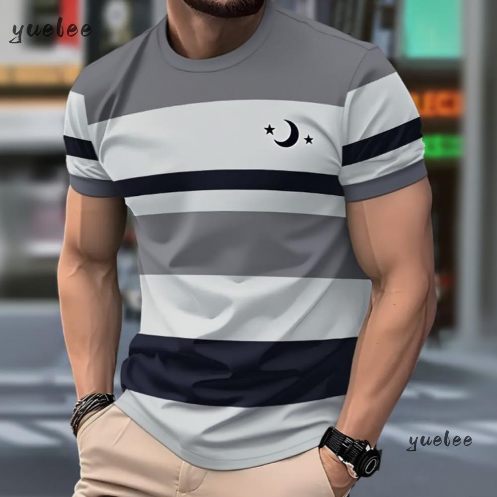 Mode Homme Été Patchwork Imprimé 3D Bloc de Couleur Décontracté Manches Courtes Sports d'Extérieur Course à Pied 5XL gray