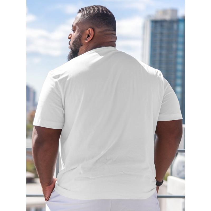 European Size Men's Plus Size Funny  T-Shirt - Oversized Loose Fit Casual Summer Short Sleeve Round Neck Tee, Breathable Big & Tall Top