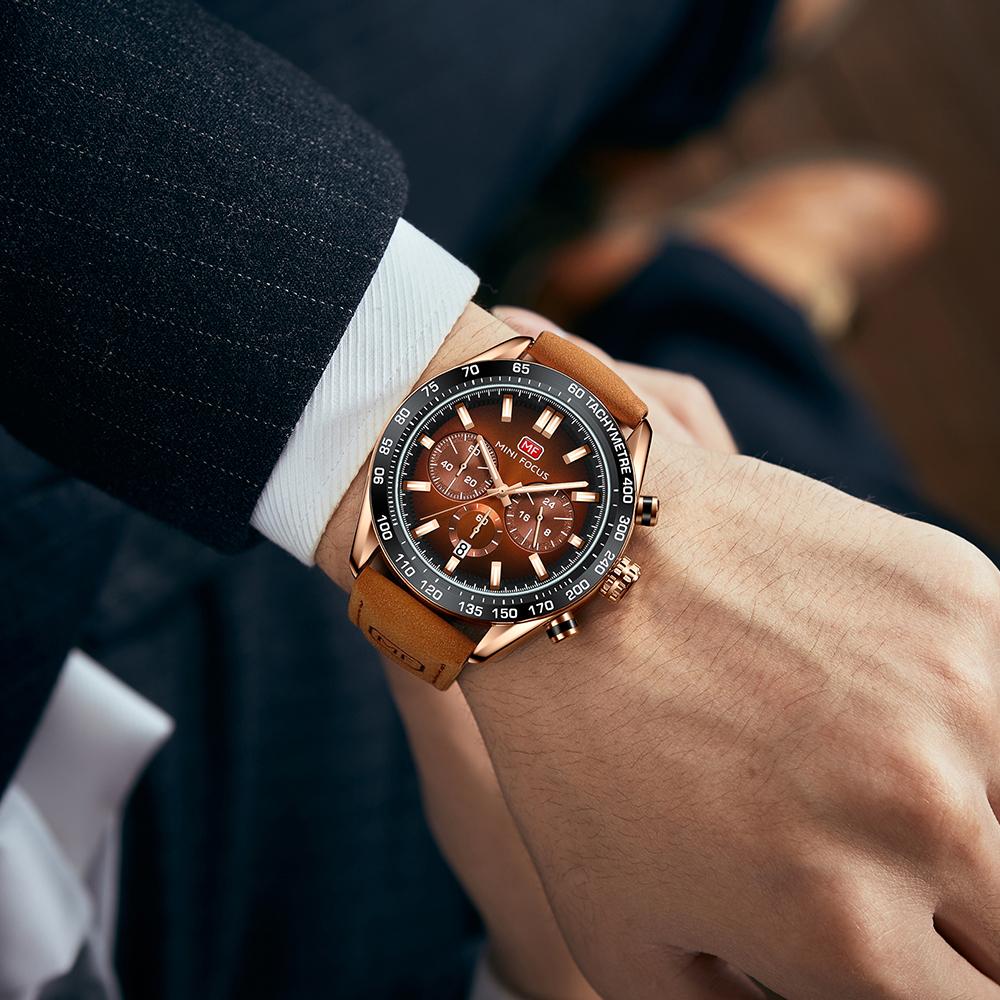 Top Luxus mit Box Minifocus Markenuhr Casual Herrenuhr Quarzuhr Leder Herrenuhr 0403G