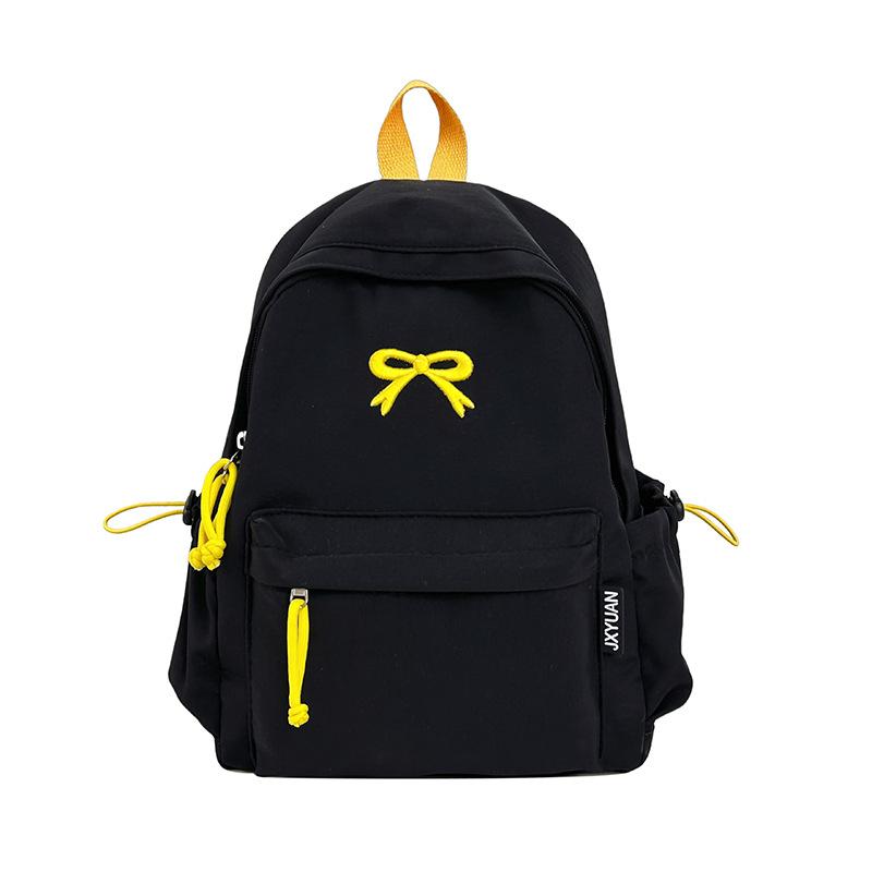 Schoolbag Korean School Bag Female College Student Junior High School Girl Heart Embroidery Bow Backpack Female Lightweight Travel Backpack