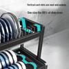 Black Double-Layer Aluminum Dish Drying Rack