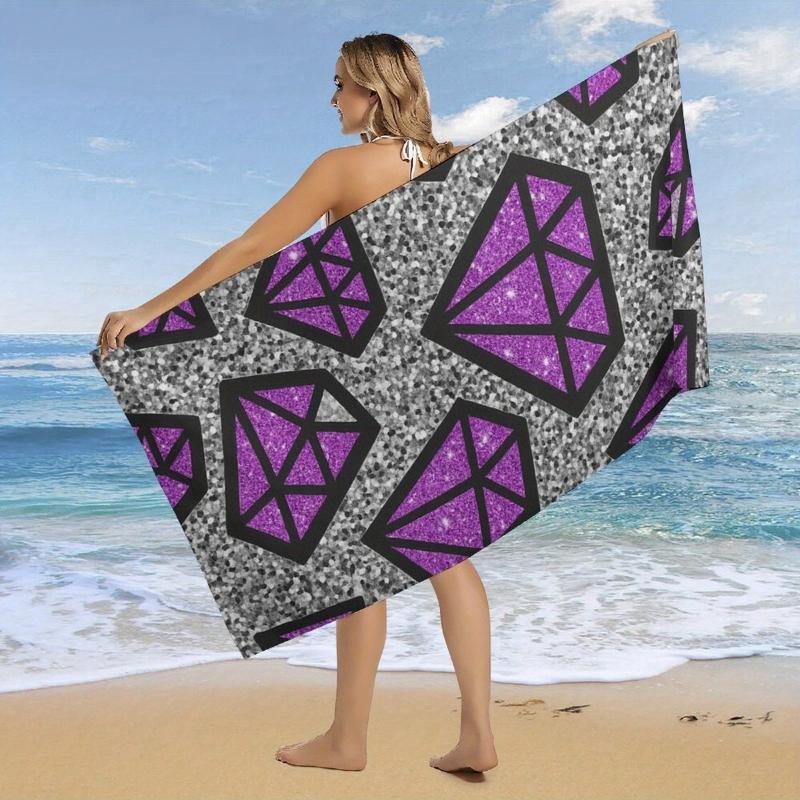 

Extra Large Quick-Dry Beach Towel - Super Absorbent Bath,Pool, Gym Towel with Purple Diamond Pattern Lightweight Sand-Retaining W30*H60(CM)