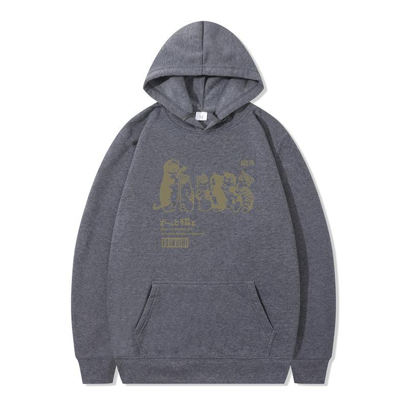 Autumn and Winter Hip Hop Cat Shower Street Printed Sweater Men
