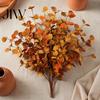 Thanksgiving Harvest Home Decor Fall Eucalyptus Stems, Artificial Leaves, Fake Greenery Branches, Season Foliage Flowers for Wedding Centerpiece