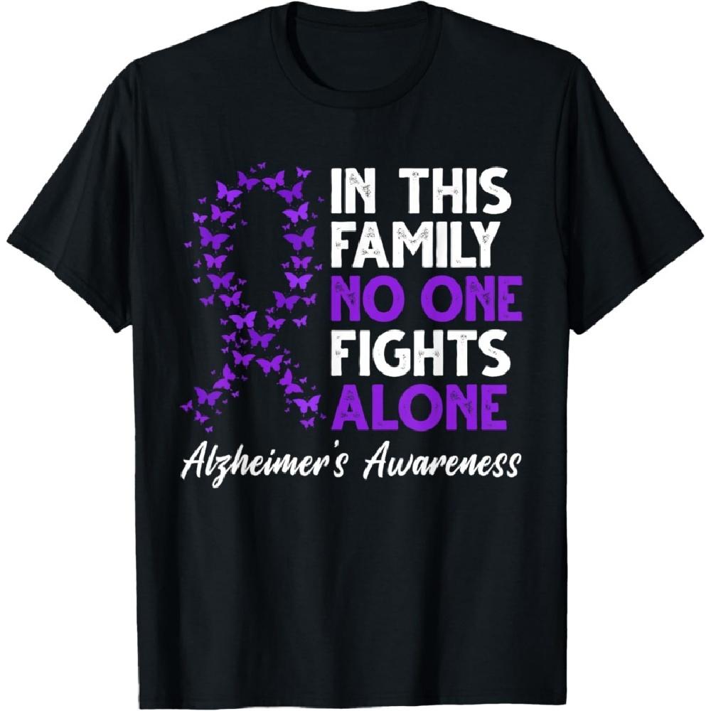 

Alzheimer s Awareness Family Support End Alz Purple Ribbon T-Shirt S
