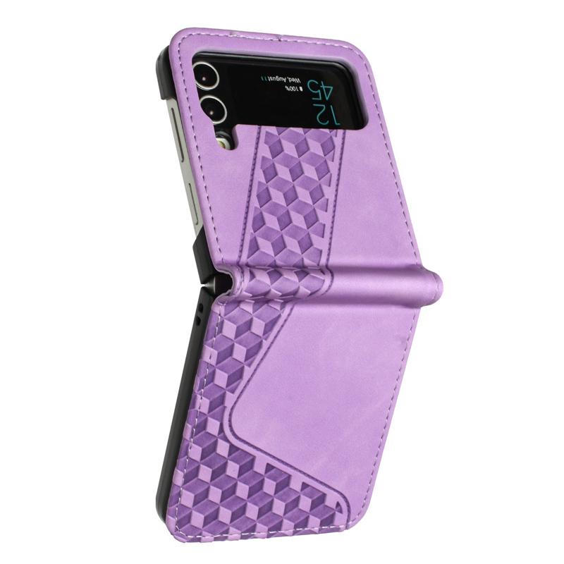 For Samsung Galaxy Z Flip4 Case Z Flip4 SM-F721B F721N Cover 3D Geometric Flip Wallet Case for Samsung ZFlip 4 ZFlip4 Phone Case