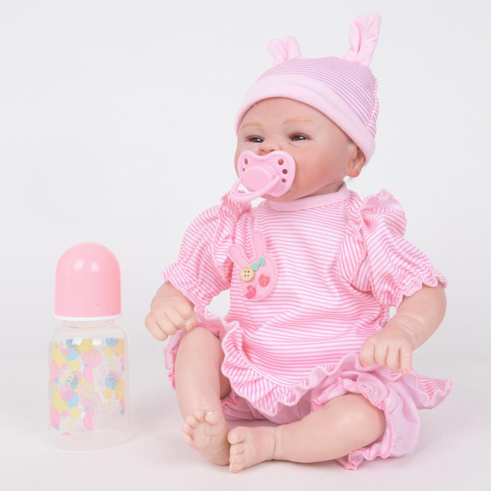 Lifelike Baby Reborn Dolls Rooted Mohair Silicone Vinyl Fake Newborn Doll Baby