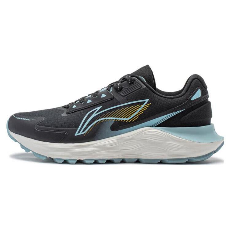 Li Ning Yufeng Fabric Cushioning Slip Resistant Abrasion Resistant Low top Running Shoes Men's Black Blue ARST055-1