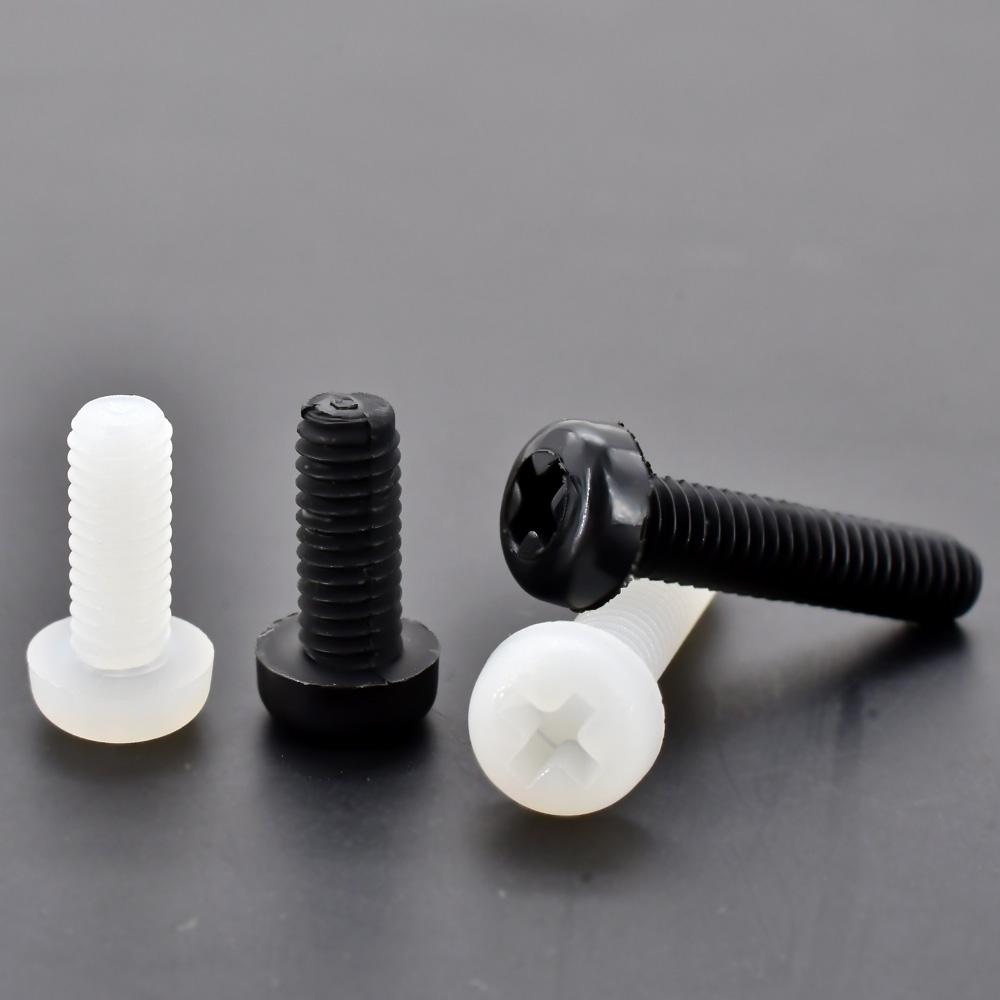 Nylon Screw M2 M2.5 M3 M4 M5 M6 M8 Black White Nylon Plastic Phillips Pan Head Screws Cross Round Head Insulated Bolts L=4~20mm