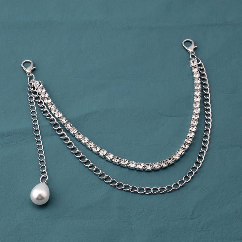 Multi-layer Metal Charms Bag Chain Cross Pendant Backpack Decoration DIY Exquisite Pearl Purse Chain Women Men Bag Accessories