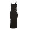 2026 European and American style summer new women's clothing solid color slim street fashion one-word collar suspender dress women