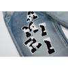 M41 Męskie i Damskie Modne Dżinsy w Amerykańskim Stylu z Naszywkami z Tkaniny, Dziurami, Haftem, Casualowe i Modne Spodnie High Street