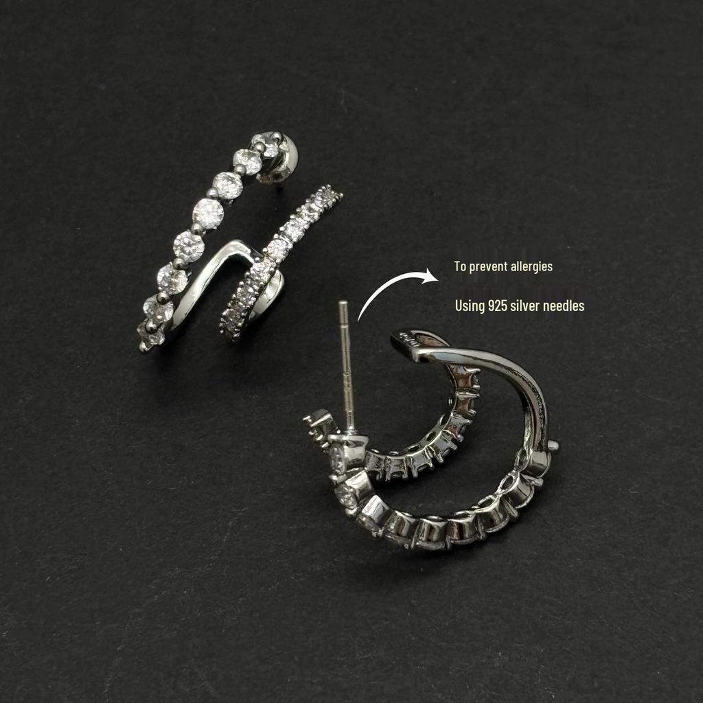 French Retro Aurora Borealis 925 Silver Galaxy Diamond Earrings 2025