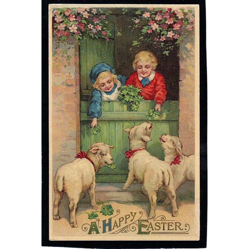 Easter Metal Wall Art Decor Vintage Cartoon Bunny Rabbit Rustic Tin Sign Home